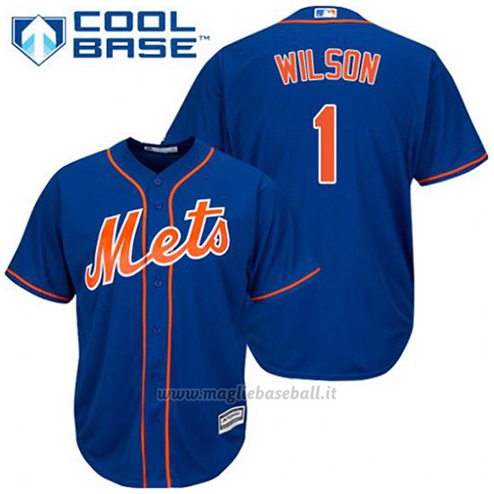 Maglia Baseball Uomo New York Mets Mookie Wilson 1 Blu Alterner 1ªCool Base